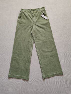 NWT Young Fabulous & Broke Olive Green Wide Leg Cargo Pants Size L Boho YFB